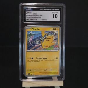 Pikachu CGC 10 Gem Mint SVP EN 190 Black Star Promo Stamped World Championships